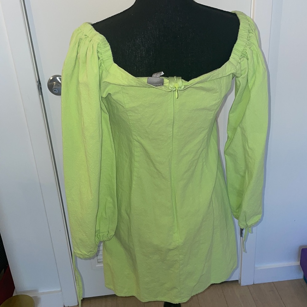 Asos Draw String Off The Shoulder Lime Green Mini… - image 7